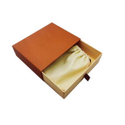 China Custom Art Paper Packaging Gift Boxes Recyclable With Velvet Bag Private Design Orange Men's Wallet Box for sale