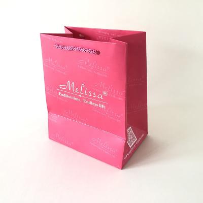 China Recyclable Pink Watch Jewelry Bags Custom Shopping Paper Bag With Logo Fashion Cosmetics Paper Gift Bags for sale