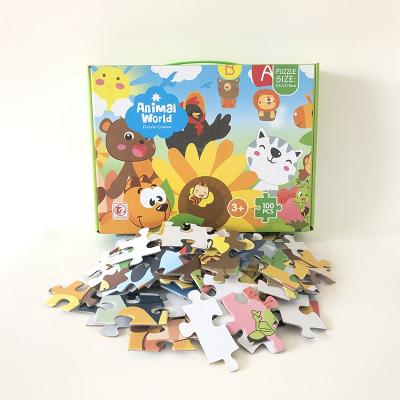 China Cartoon Toy Educational Children's Game Customization Animal World 100 35 Jigsaw Paper Puzzles Toys for sale