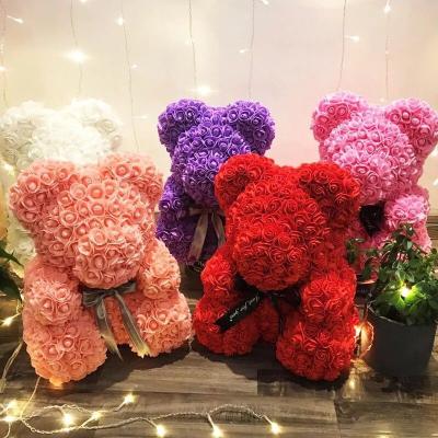 China Wholesale High Quality Beautiful Colorful Pe Foam Artificial Flower Rose Teddy Bear Valentine Mother's Day Gift for sale