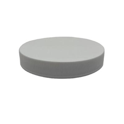 China Non Spill 89mm Black White PP Ribbed Plastic Screw Cap With Liner For Plastic Jar for sale