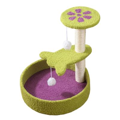 China Cat Tree House Scratching Tree Simple Sustainable Climbing Pet Furniture Wooden Cat Trees for sale