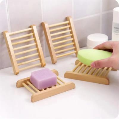 China Sustainable Natural Bamboo Portable Wooden Soap Dish Tray Holder Storage Soap Rack Dish Box Container for Bath Shower Bathroom for sale