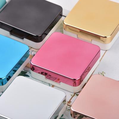 China Sustainable Fashion Custom Logo Contact Lenses Case Colorful Lens Case With Square Contact Solution Bottle New Mini Contact Lens Case for sale