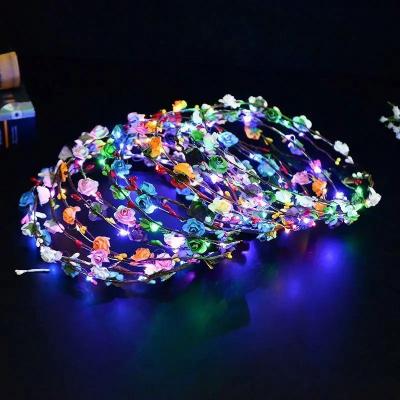 China Plastic Wholesale Electronic Hair Accessory Headpiece Garland LED Twinkle Garland Halloween Party Hawaiian Headband for sale