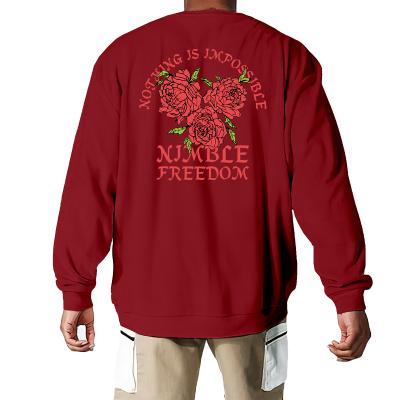 China Rose Pullover Unisex Oversized Men's Romantic Casual Loose Sweatshirt Customized Graphic Print Anti Shrink for sale