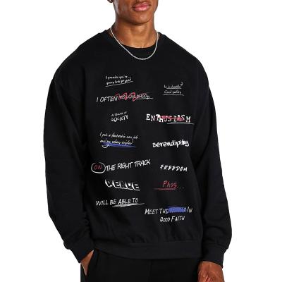 China Custom Men's Popular Street Oversized Sweatshirt Printed Hip-Hop Pullover Polyester Cotton Cotton Sleeve Top Anti-Shrink Long for sale