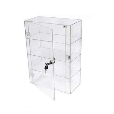 China Sustainable Custom Clear Acrylic Display Cabinet Locking Clear Acrylic Display Case With Lock for sale