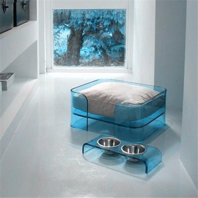 China Cute Acrylic Mini Pet Bed Viable Thermal Bending Dog Sleep Acrylic Bed With Pet Driver Set for sale