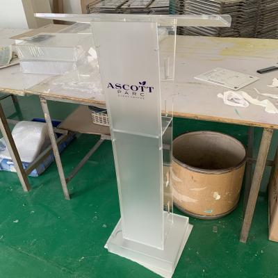 China Eco-friendly Floor Standing Acrylic Lectern With LED Lighting Clear Acrylic Podium Lectern Disassemable Platform Stage Platform for sale