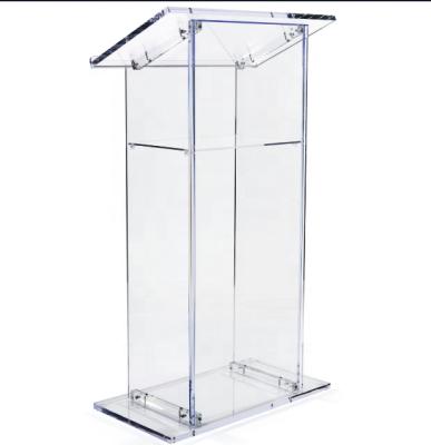 China Modern Easy Assembly Acrylic Podium For Floor With Open Back And Clear Acrylic Shelf Platform for sale