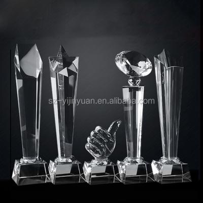 China Europe Customized Creative Engravable Empty Crystal Trophy Awards for sale