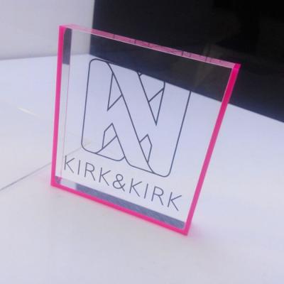 China Factory handmade custom wholesale clear plexiglass logo acrylic block for sale