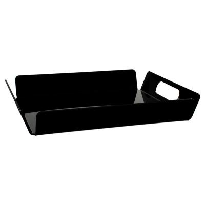 China Factory Wholesale Custom Modern Black Rectangle Small Small Acrylic Hotel Amenity Tray Bed Serving Tray With Handles 18