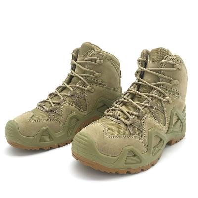 China Outdoor sports tactical men's leather shoes high quality leather hiking shoes waterproof men's hiking boots for sale