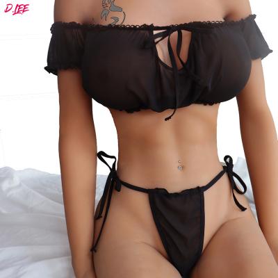 China 2022 Summer Elasticity Mesh Nightgown Floral Lace Skirt Panties Sexy Breathable + Bikini High Top Plus Size Hot Sale In Dlee for sale