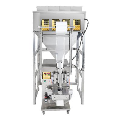 China Automatic Food Pneumatic 4 Heads 1 Sugar Beans Nuts Grain Rice Spices Powder Filling Weighing Packing Machine for sale