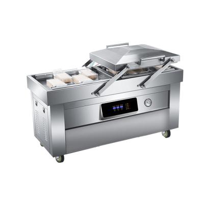 China Automatic Double Chamber Food Fresh Or Dry Fish Broiler Rice Plastic Bag Forming Vacuum Packing Machines for sale