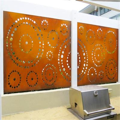 China Easy Installment Laser Cut Decorative Outdoor Garden Privacy Art Metal Screens Panels Corten Steel Garden Screen for sale