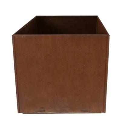 China CLASSIC Rusty Metal Planter Corten Steel Decorative Square Flower Pot for sale