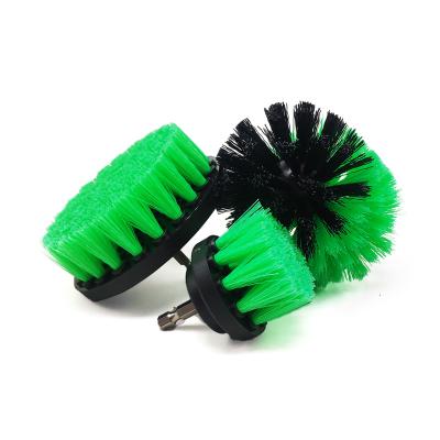 China Sustainable 4 Pcs / Set Green Drill Brush Kit Cleaning Tools Drill Brush Kits for sale