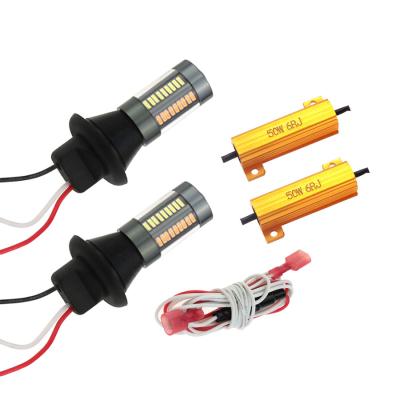 China Dual Color 1156 T20 W21W P21w Py21w LED Bulbs Canbus No Errors Car Turn Signal Signal DRL 4014 66SMD White To Amber Universal for sale