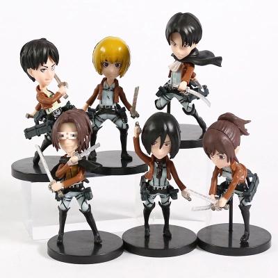 China Funny 6Pcs/set Attack On Titan Shingeki No Kyojin Anime PVC Action Number Toy for sale