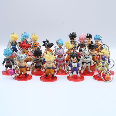 China Cartoon Toy Ready to Ship 21pieces Set Dragon Ball Anime Character Keychains Goku Doll Metal Bell Pendant Ornaments for sale