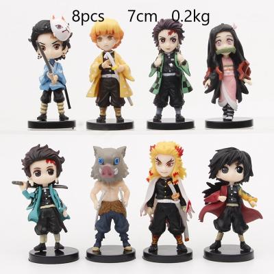 China 8Pcs Cute Environmentally Friendly Cake Decorating Kimetsu PVC No Yaiba Demon Slayer Anime Action Numbers Doll Toy for sale