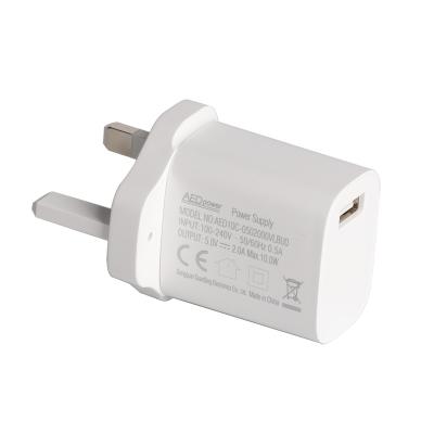 China 5V 1A BS USB POWER Adapter USB Charger with LED Light with FCC CE Approved 5W 6W 10W AED10C-0501000VLBU0 for sale