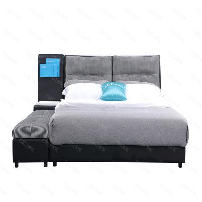 China (Other) Latest Adjustable Modern Bedroom Furniture Fabric King Size Bed With Cabinet KS2602 for sale