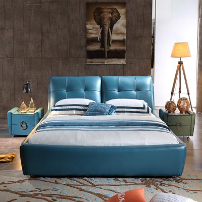 China Latest Double King Queen Size Wedding Furniture Comfortable Designs Bedroom Leather Soft Bed For Young for sale