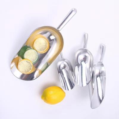 China Disposable One Piece Cast Aluminum Round Bottom Bar Ice Flour Serving Scoop for sale