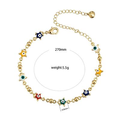 China Elfic Romantic Wholesale Personalized Platinum Plated Five-pointed Stars Women Anklet Pendant Bracelet for sale