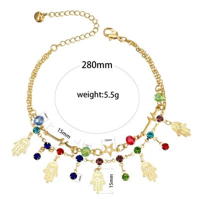 China FASHIONABLE Elfic Latest Design Color Diamond 18K Gold Plated Anklet for sale