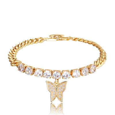 China Factory Wholesale Trendy Jewelry Religious Zircon Elfic Girlfriend Gift Bracelet Fashion Diamond Butterfly Bracelet for sale