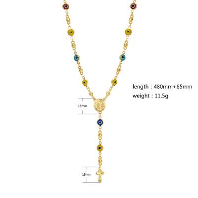 China Not Allergy Elfic Fashion Necklace Rosary Beads Religious Jewelry Priest Cross Necklace 4mm Rosary Chain Necklace for sale