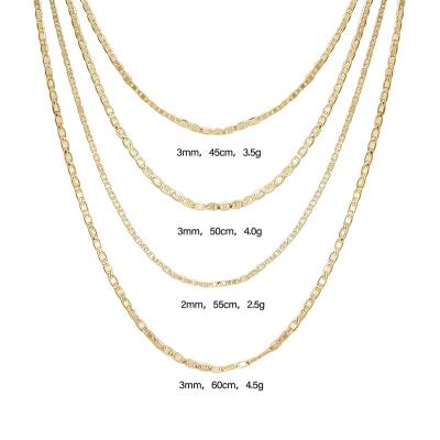 China Hot Sale Hiphop Elfic Gold Plated Necklace 14k Gold Plated Cuban Chain 18inch-24inch for sale