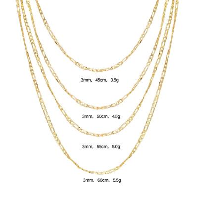 China Hiphop Elfic 14k gold plated chain for men 3:1 figaro link chain necklace pendants for necklace laminado cadena de oro for sale