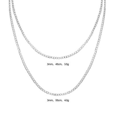 China Elfic New Style 3MM Chains Romantic Silver Gold Plated 1:1 Chain Jewelry for sale