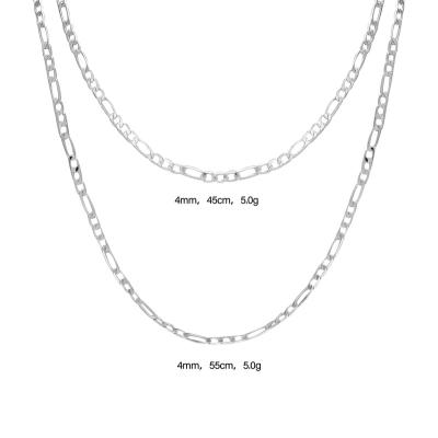 China Romantic Elfic Hip Hop 4mm Chains Silver Vermeil Color Figaro Necklace Link Chain 925 Silver Jewelry for sale