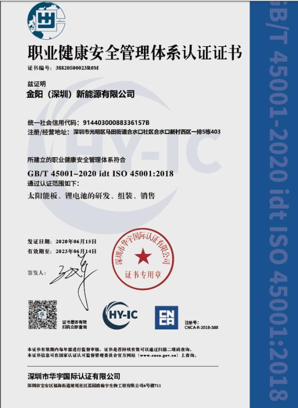 ISO 45001 - Shenzhen Vast Sun New Energy Co., Ltd.