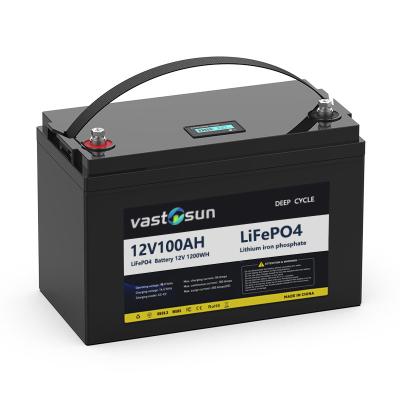 China VAST SUN Solar System 12V 100Ah Lithium Ion LifePO4 Battery Home Hybrid Deep Cycle Lithium Battery Packs for sale