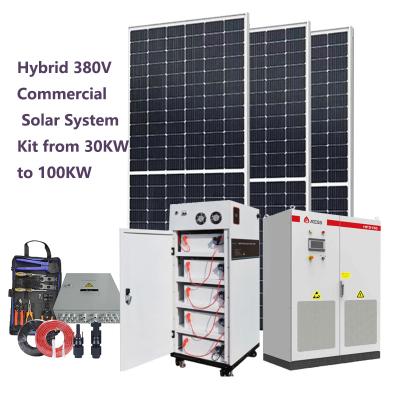 China VAST SUN Commercial Hybrid 100KW 3 Phases 380V 220V Commercial Solar System Kit Set Feed Back for sale