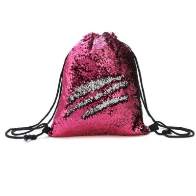 China Hot Selling Anti-theft Reversible Sequin Amazon Amazon Drawstring Backpack Reflective Dance Gym Backpack (DR3) for sale