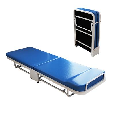 China Collapsible metal folding bed with the convenience of mattress and casters to move for sale