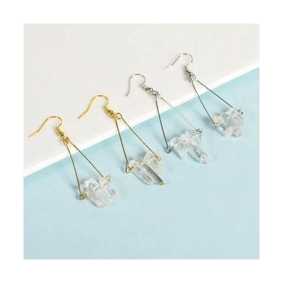 China Fashion Jewelry Clear Quartz Crystal Earrings Natural Stones Crystals Healing for sale