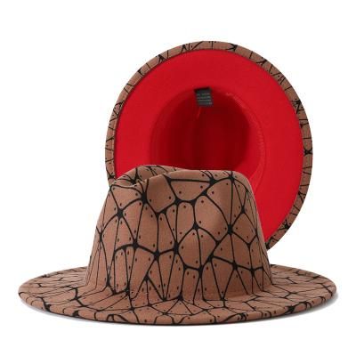 China 2022 New Fashion Fedora Hat Unisex Khaki /red Character 2 Tone Edge Designer Fedora Hat For Women And Men Fedoras High Quality Wide New for sale