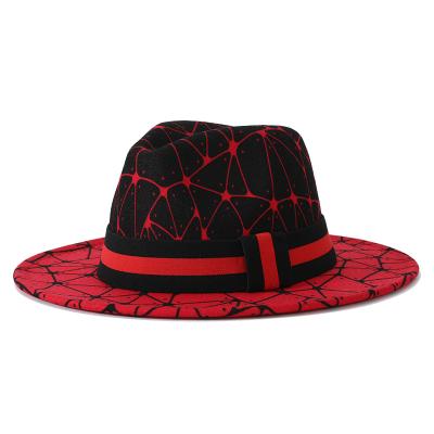 China Picture Black / Two Tone Fedora Hats For Women Accessory Hat 2 Tone Red Removable Fedora Hat Women Wool Felt Vintage Church Ladies Hat for sale