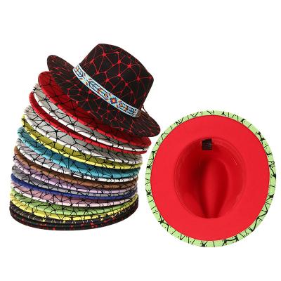 China New Fashion Designer Customized Band Fedorat Hats Multiple Color Flounder Woolen Middle Brim Fedora Hats For Women for sale